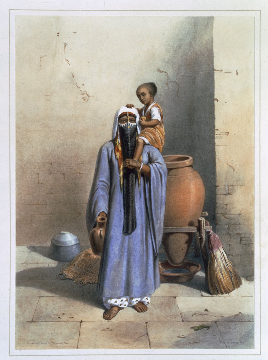 チャールズブール（1814-81）のパブによって刻まれた「ナイルの谷」のイラストのFellah Woman and Child Lemercier、1848 作： Emile Prisse d'Avennes