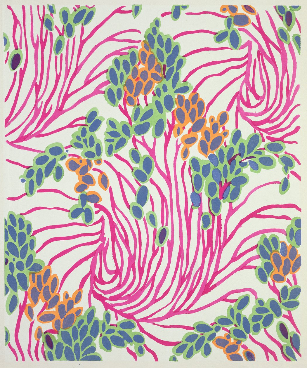 「Floreal: Dessins & Coloris Nouveau」の花柄モチーフ、1920年頃（ステンシルプリント） 作： エミール・アラン・セギ
