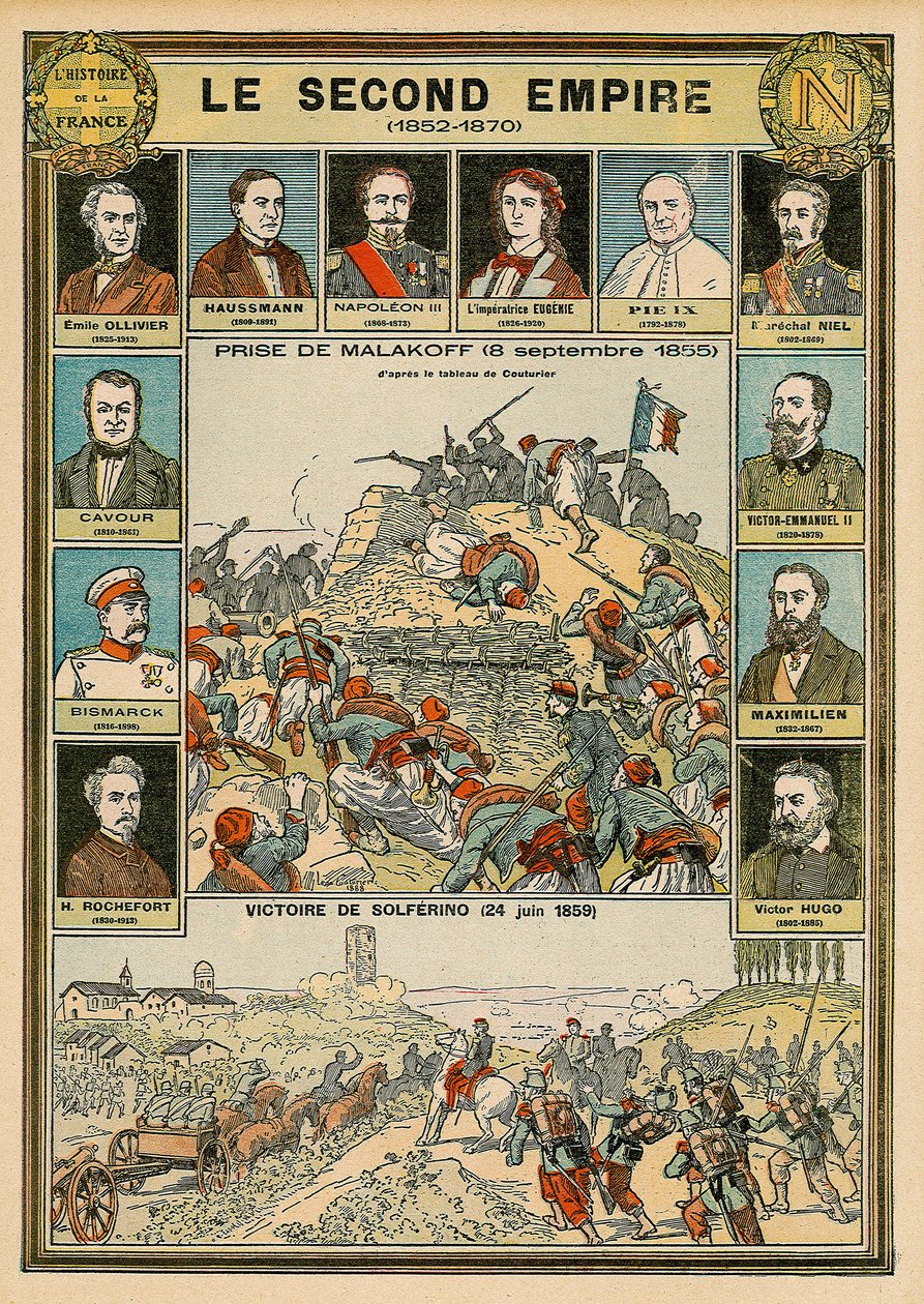 Zweites Kaiserreich 1852 bis 1870 - Eroberung von Malakoff 8. September 1855 - Sieg von Solferino 24. Juni 1859 von Emile Antoine Bayard