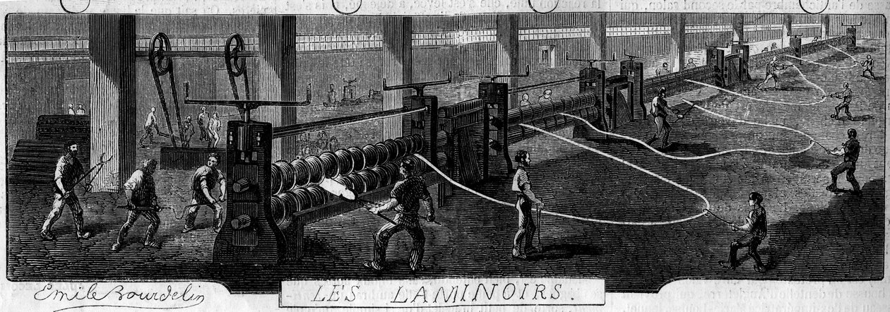 Forges de la Franche Comte: 圧延機。ジュラ地方のフレイザンの工場（39 作： エミール・ブルデリン