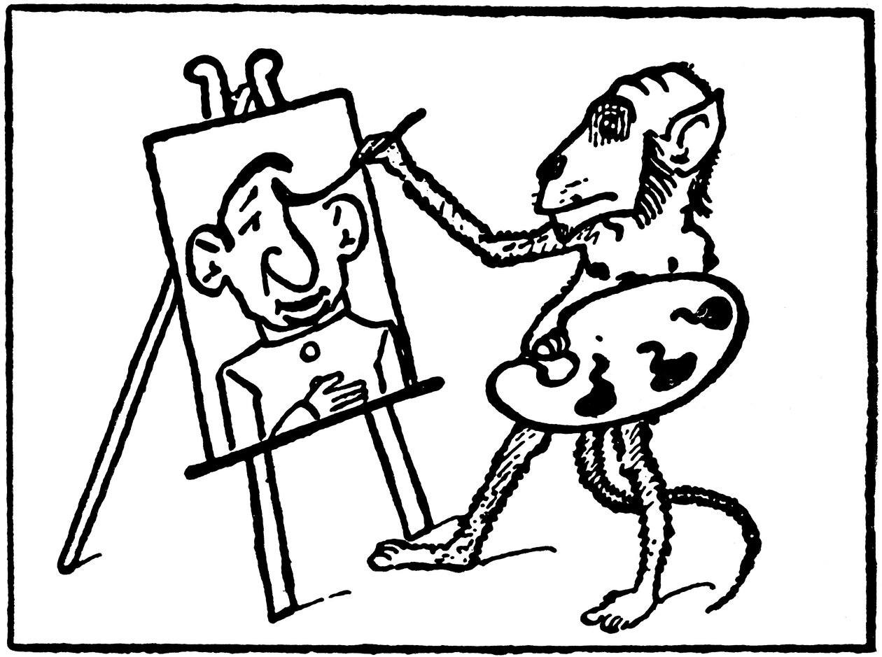 絵を描く猿の画家 作： エミール・コール