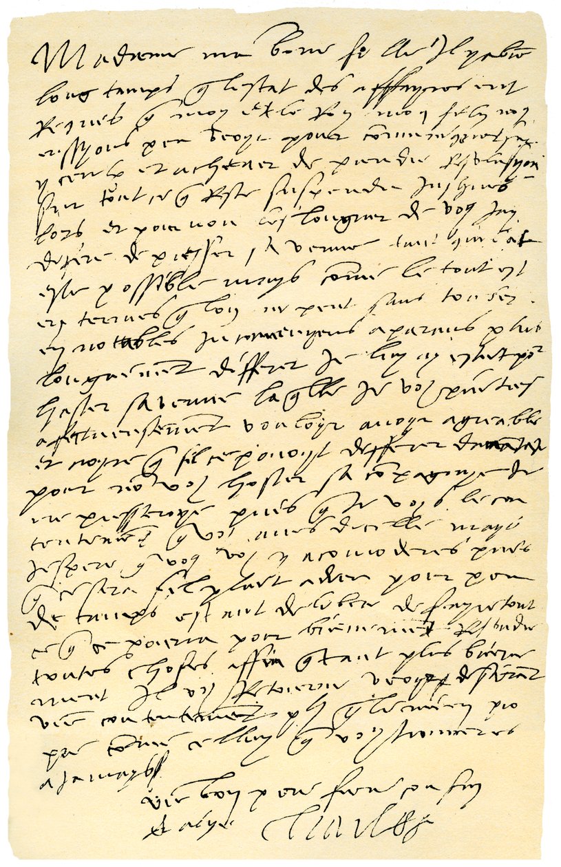1555 年、スペイン皇帝カール 5 世からイングランド女王メアリーに宛てた手紙。 作： 皇帝カール5世