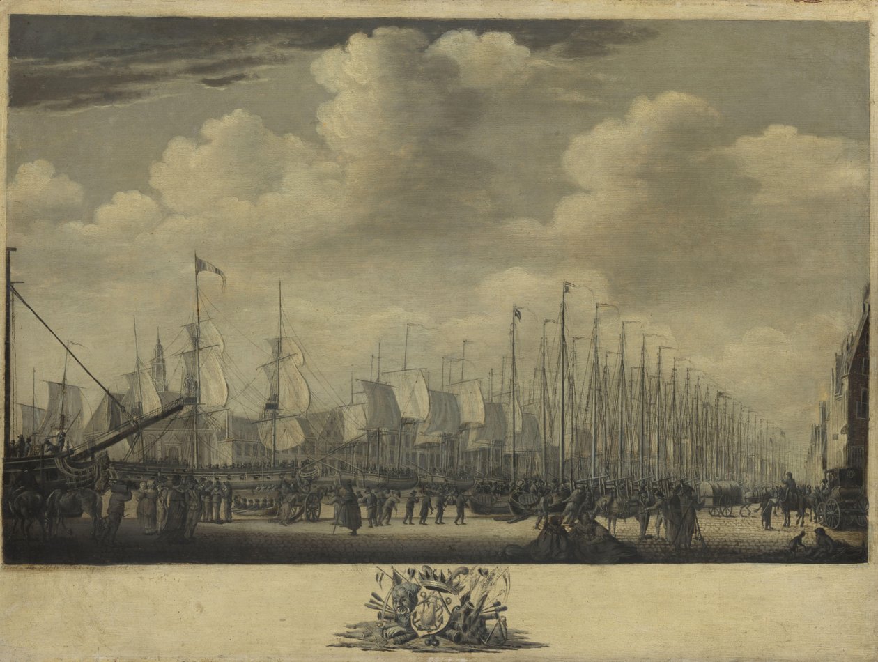 フリシンゲン港での艦隊の召集、1804年 作： エンジェル・フーガーヘイデン