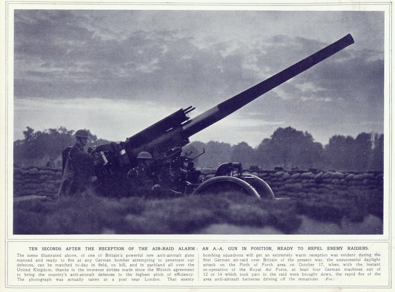 1939年11月1日に公開されたThe Illustrated War Newsの対空砲 作： 英語の写真家
