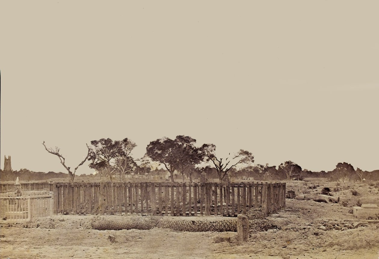 インドの風景、1858年頃（セピア写真） 作： 英語の写真家
