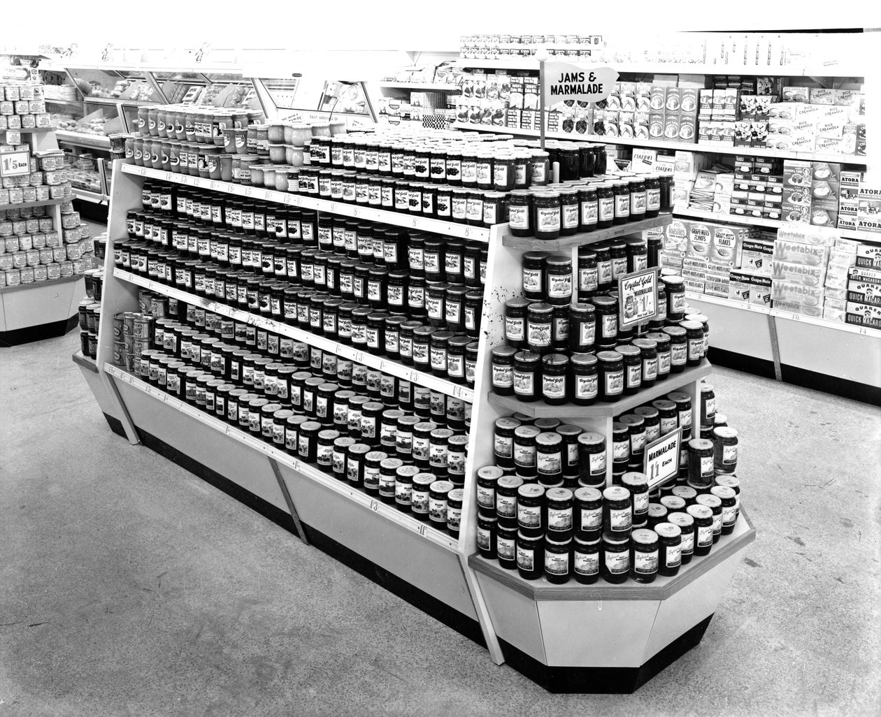 ジャムとマーマレードの通路、ウールワースストア、1956 作： 英語の写真家