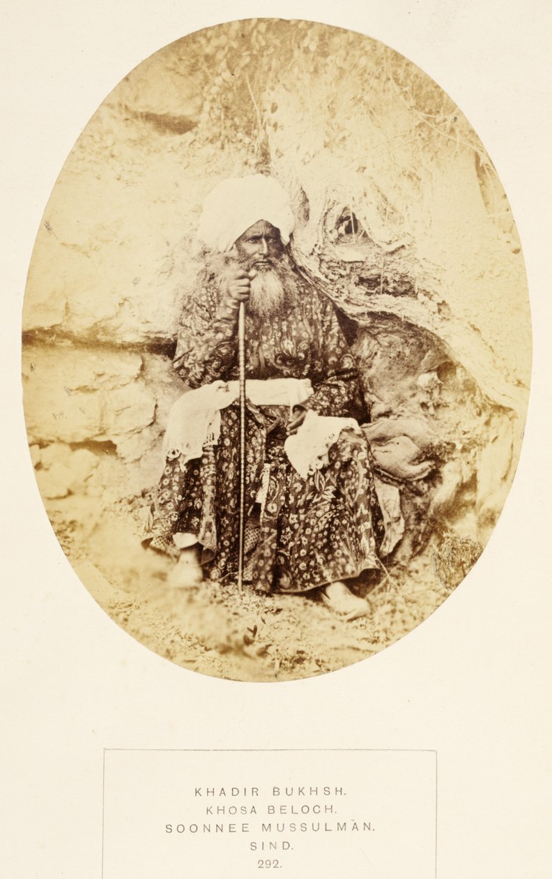 Khadir Bukhsh、Kosaベロッチ、Soonnee Mussulman、Sind、The People of India、J。Forbes Watson、1868年発行（アルブメンプリント） 作： 英語の写真家