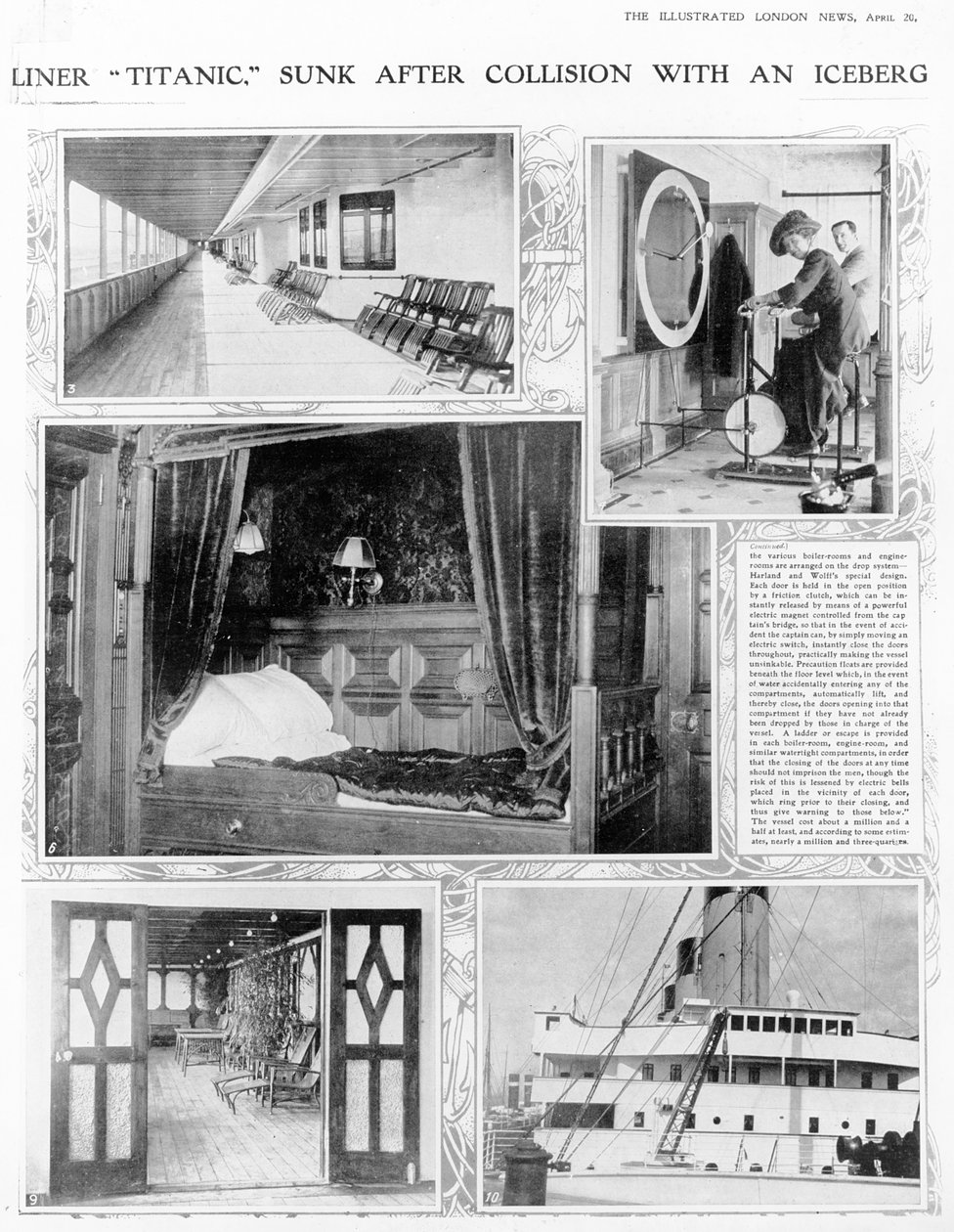 1912年4月20日、The Illustrated London Newsの氷山との衝突後のライナータイタニックシンク 作： 英語の写真家