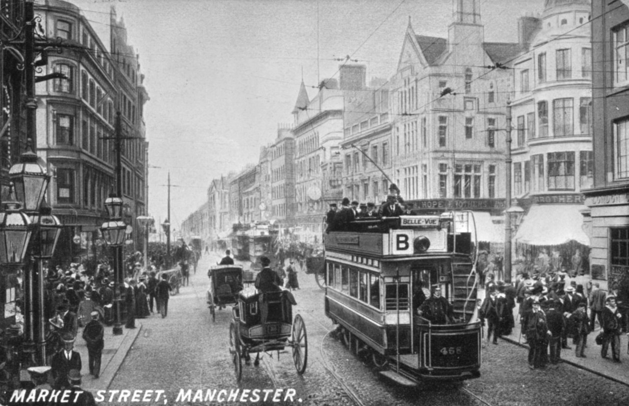 マーケットストリート、マンチェスター、1910年頃 作： 英語の写真家