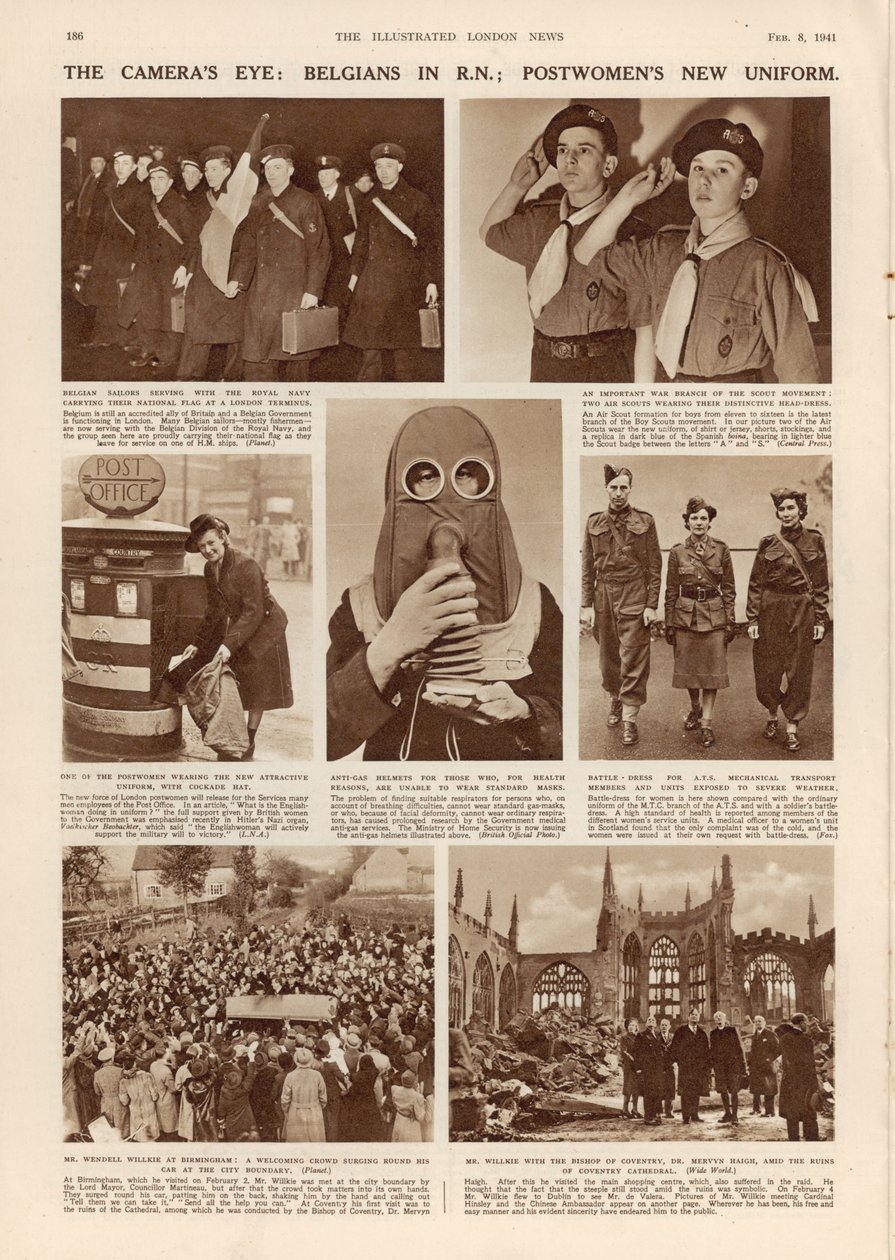 カメラの目：RNのベルギー人。 The Postlustomens New Uniform、The Illustrated London News、1941年2月8日より 作： 英語の写真家