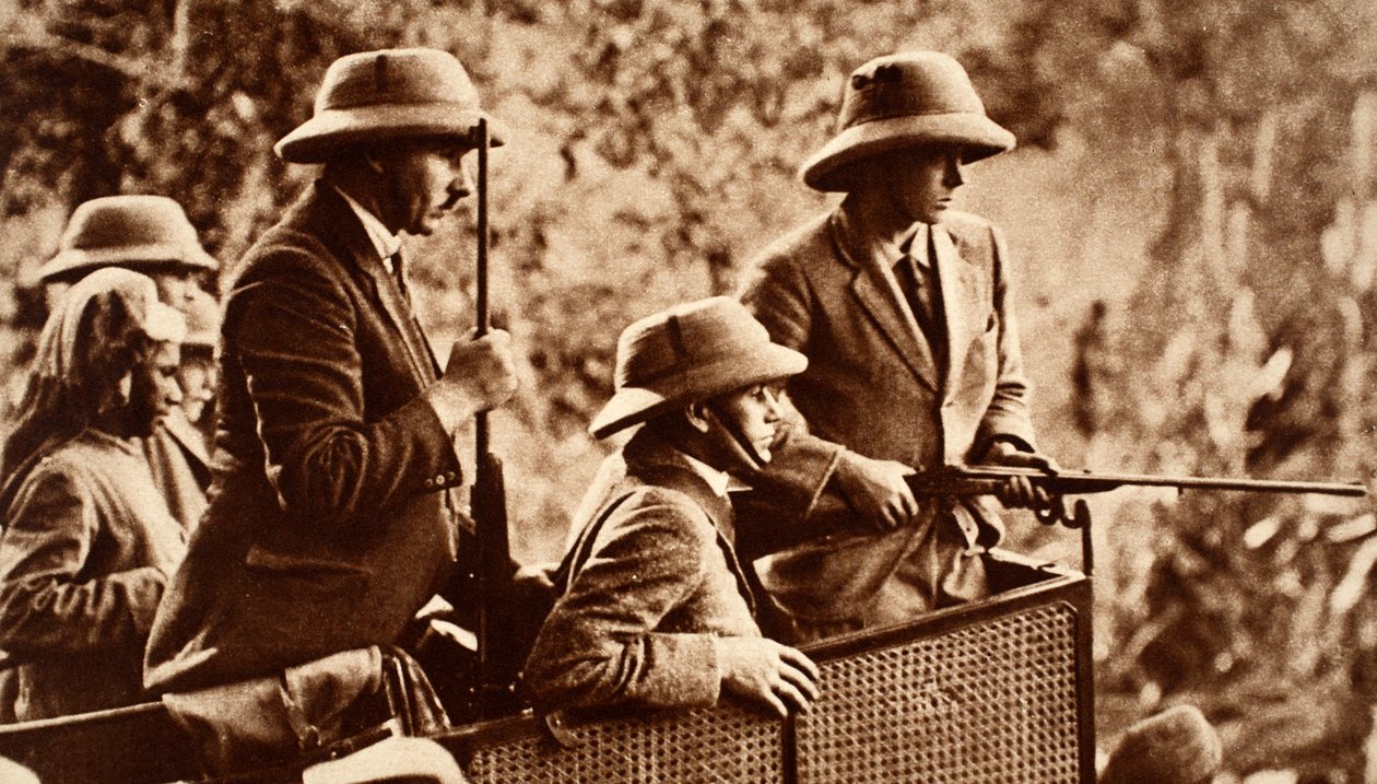 1921年ネパールのインドツアー王エドワード8世タイガーシューティング 作： 英語の写真家