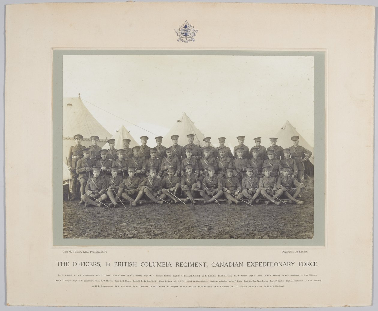 士官、第1ブリティッシュコロンビア連隊、カナダ遠征軍、1918年 作： 英語の写真家