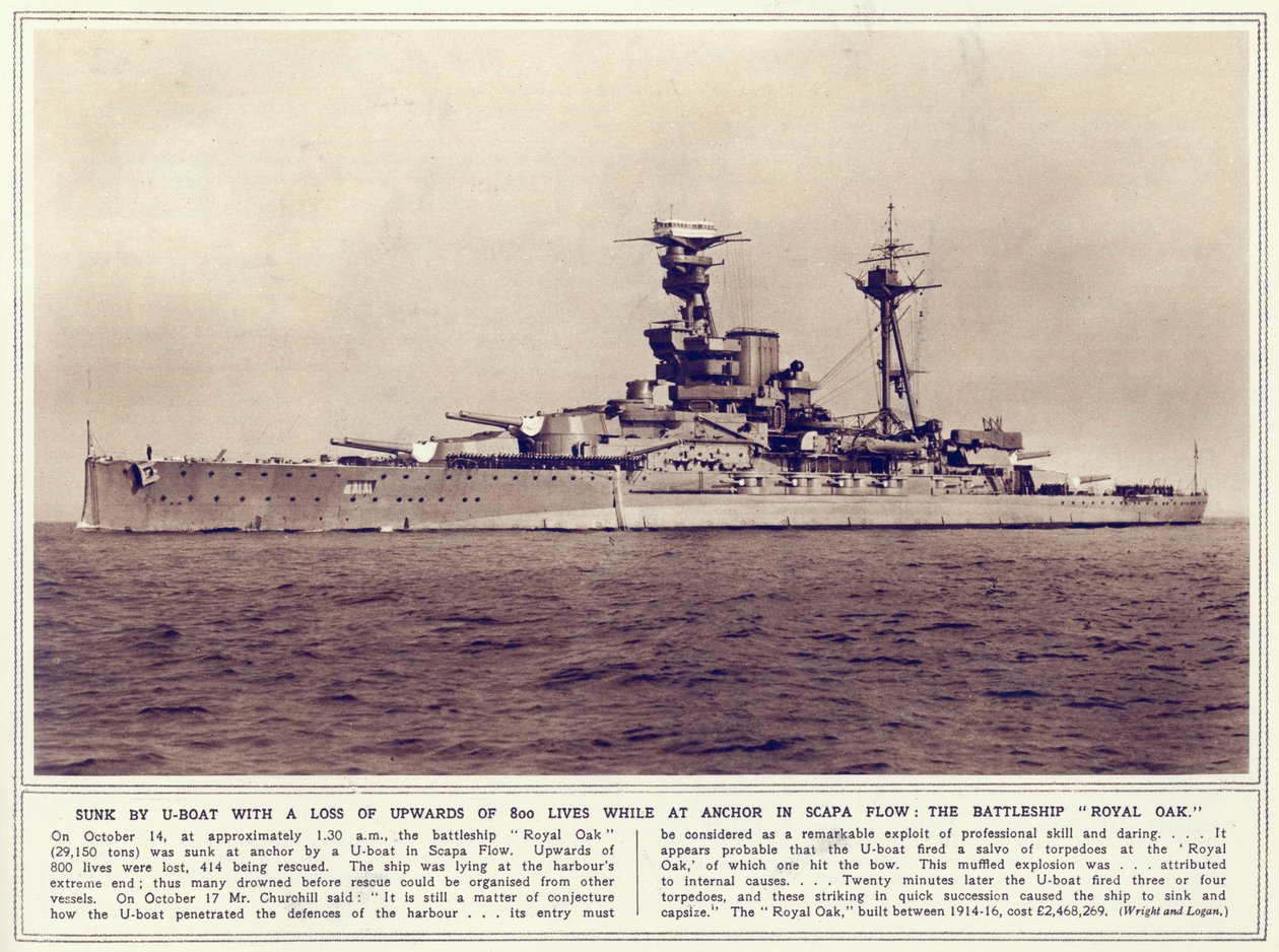 The Illustrated War Newsの戦艦Royal Oakは、1939年11月1日に公開されました 作： 英語の写真家