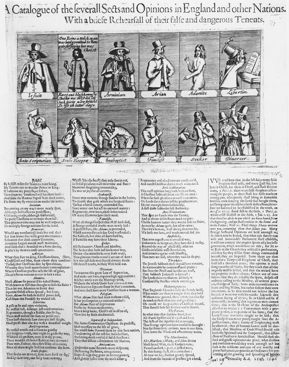 イギリスおよび他の国のいくつかの宗派と意見のカタログ、1646 作： 英語学校