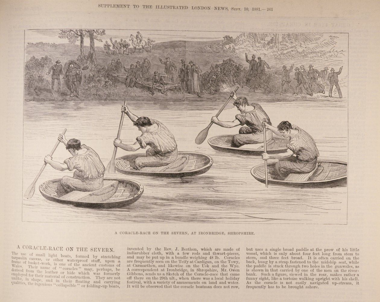1881年10月9日、「The Illustrated London News」より、シュロップシャー州アイアンブリッジのセヴァーンでのオラクルレース 作： 英語学校