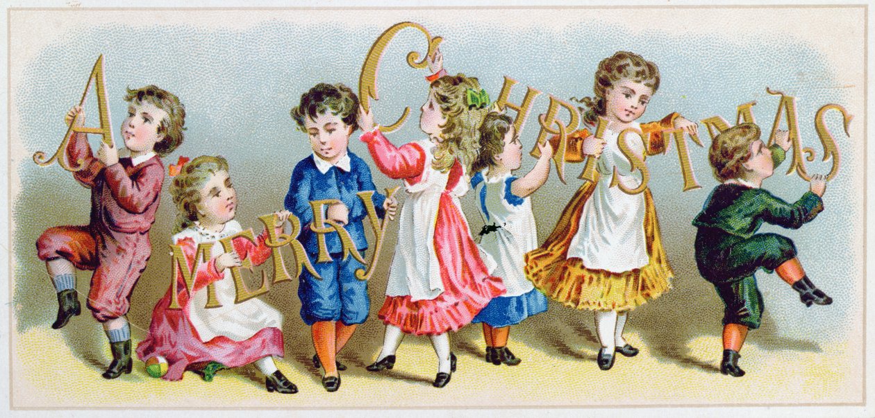 「メリークリスマス」、ビクトリア朝のポストカード 作： 英語学校