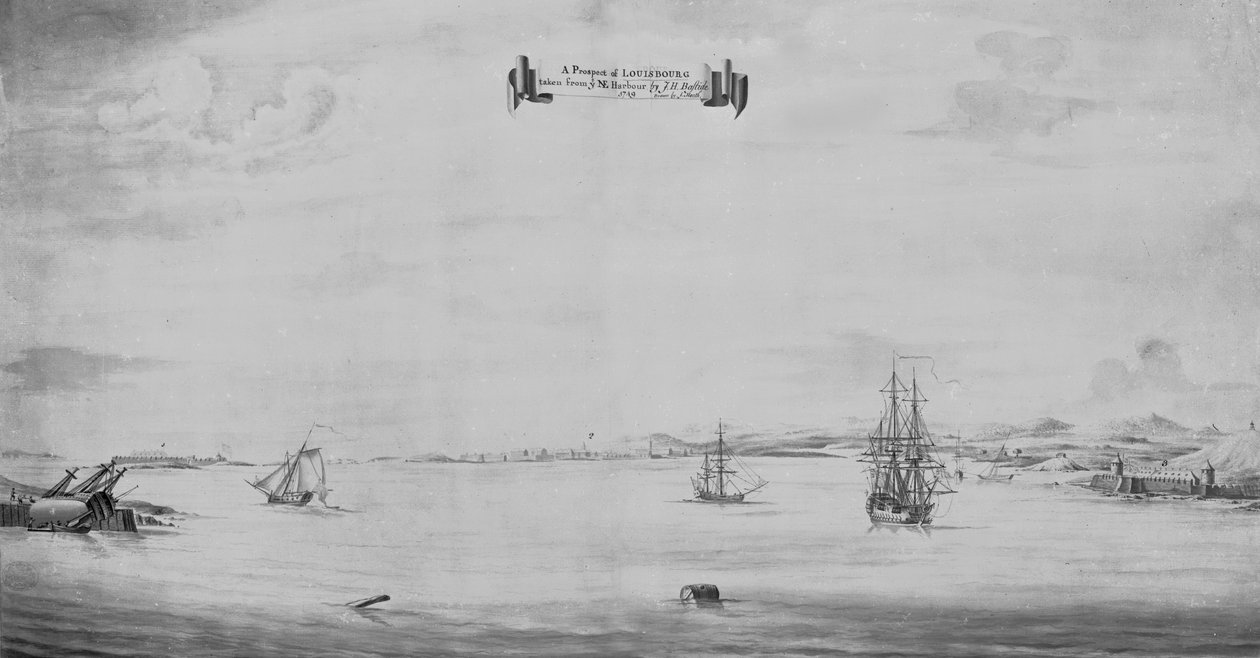 あなたがた北東港から取られたルイブールの展望、1749 作： 英語学校