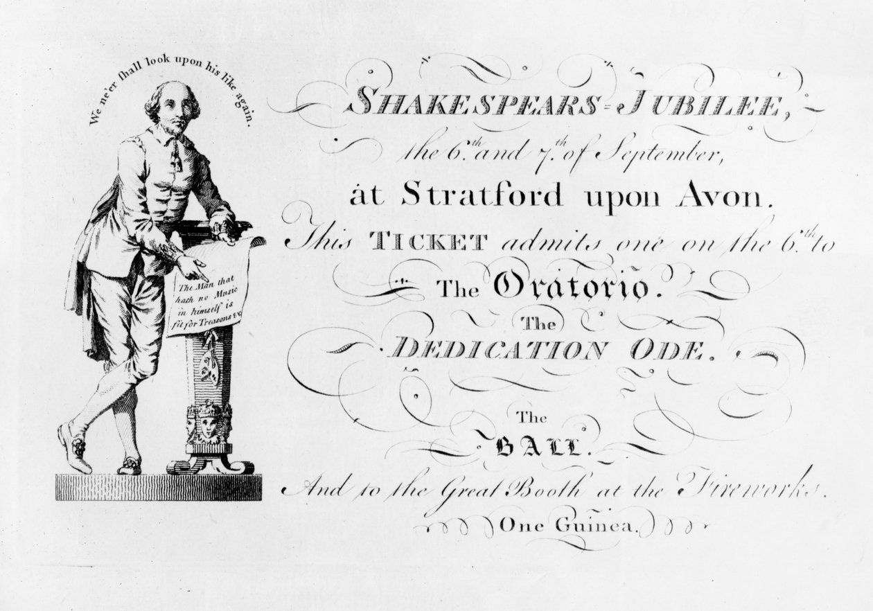 シェイクスピアジュビリーセレブレーションのチケット、1769 作： 英語学校