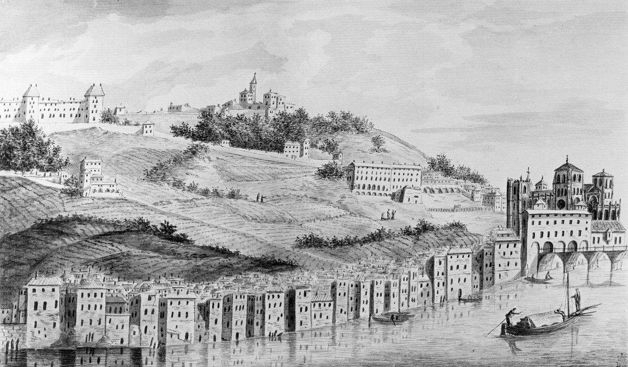 1870年にローヌからリヨン市の港の眺め 作： 英語学校