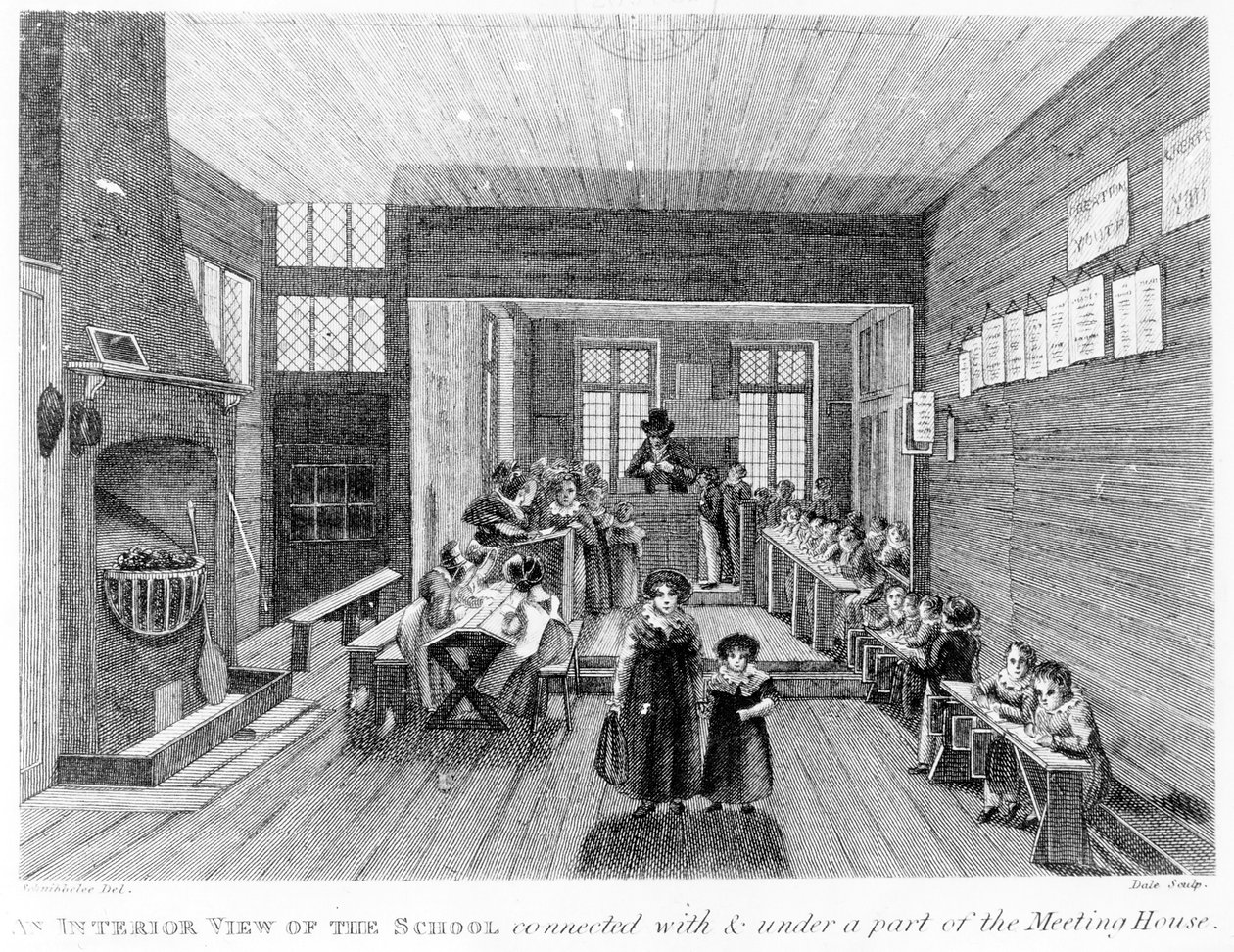 1822年ロンドンの125 Fenchurch St.のR. Wilkinsonによって出版された学校の内部ビュー 作： 英語学校