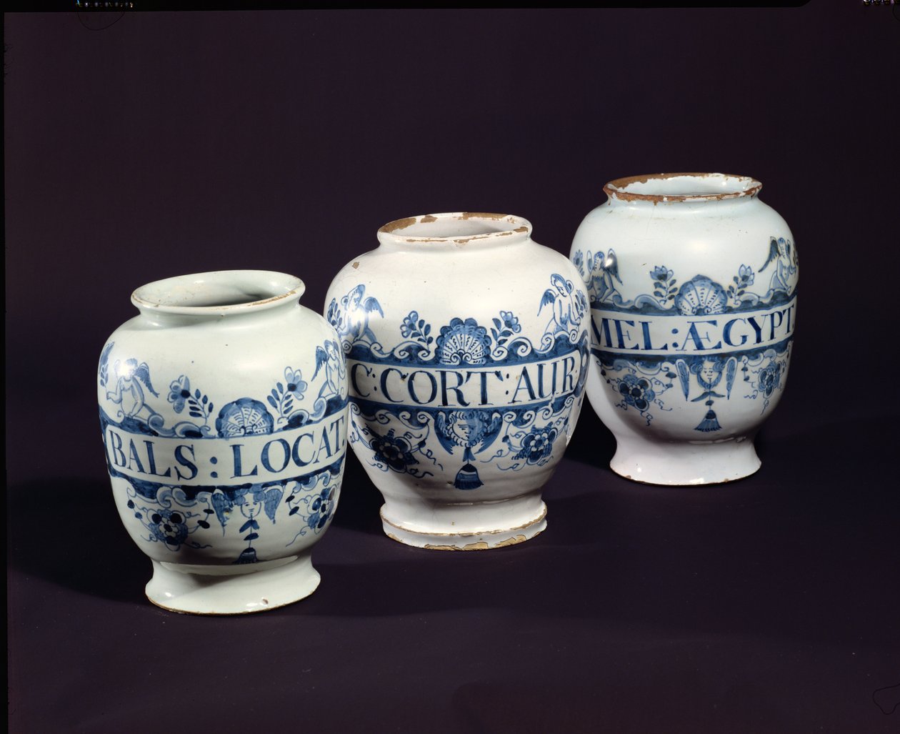 薬剤師の薬瓶、c.1740（セラミック） 作： 英語学校
