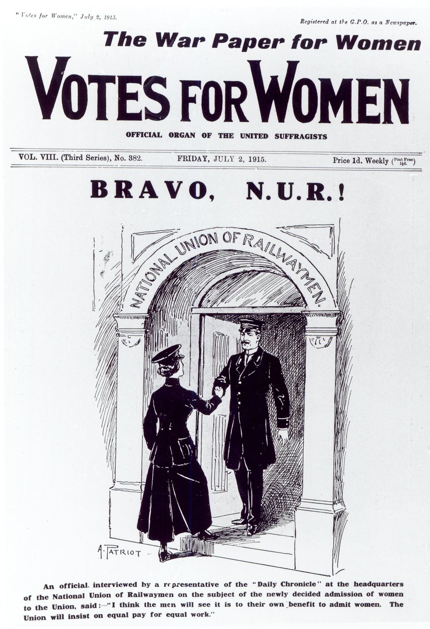 Bravo、NUR！、「Votes for Women」の表紙、1915年7月2日 作： 英語学校