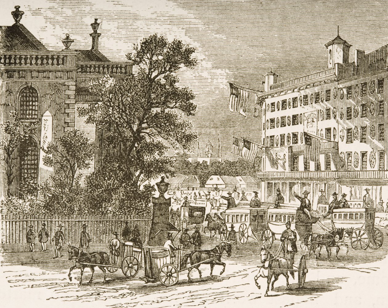 1876年頃、ニューヨーク州セントポールのブロードウェイ、「アメリカンピクチャーズ」より1876 作： 英語学校