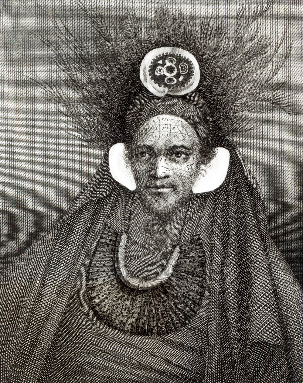 ジェームズクック船長による「世界一周南極への旅」のイラスト、セントクリスティーナの首長（1728-79） 作： 英語学校
