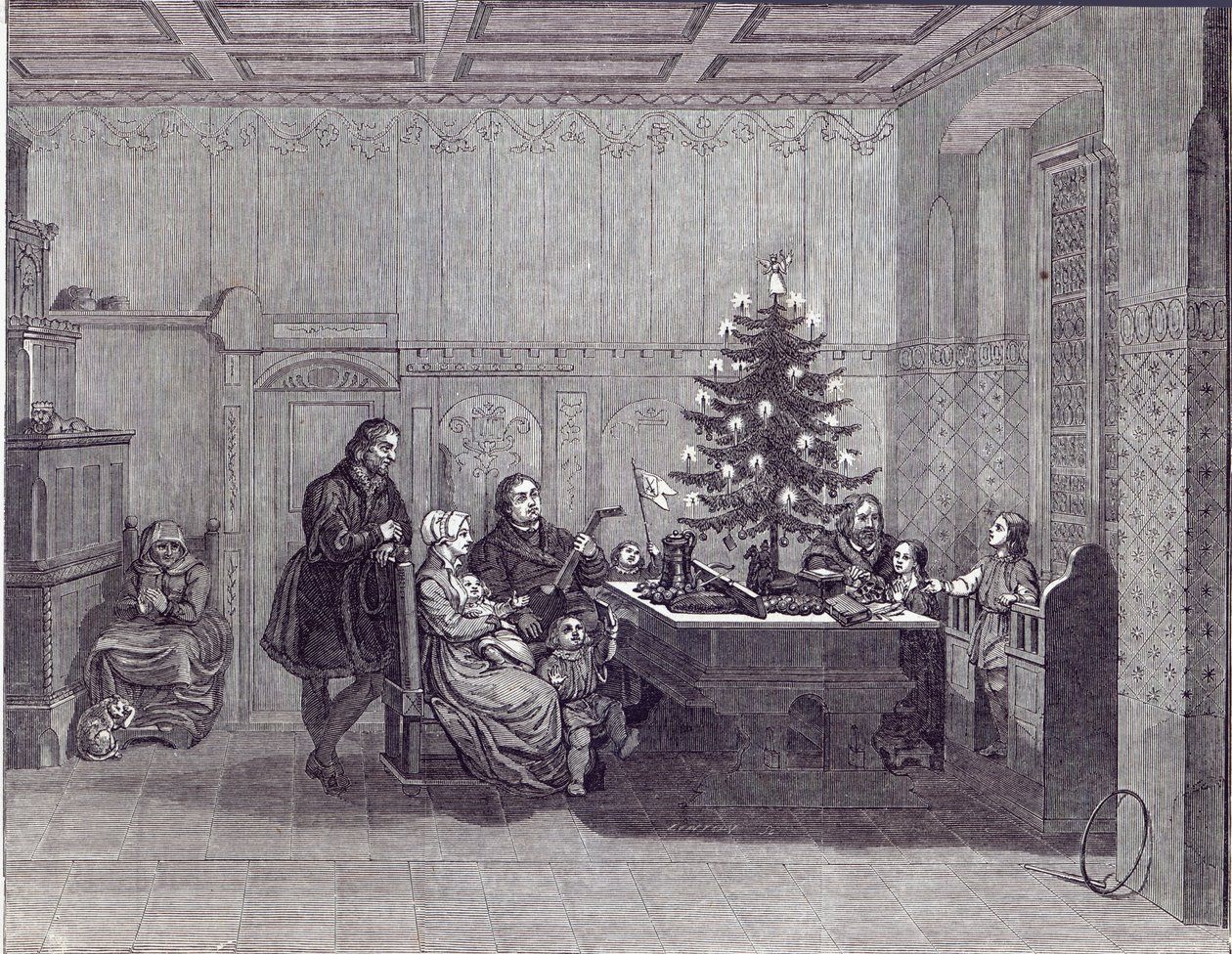 ドイツのクリスマスイブ：マーティンルーサーとその家族、「イラストレイテッドロンドンニュース」、1846年12月26日より 作： 英語学校