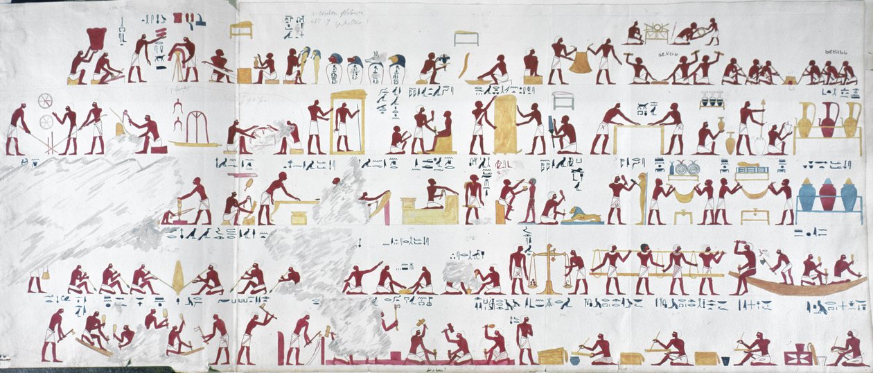 仕事中の職人を描いたアイビーの墓からのレリーフのコピー 作： 英語学校