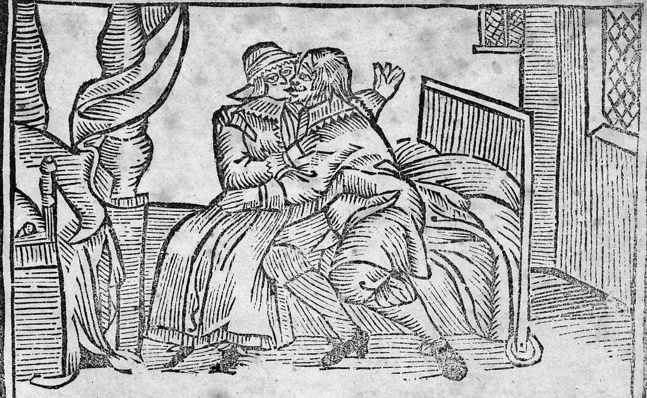 カップルのキス、「Roxburghe Ballads」のイラスト 作： 英語学校