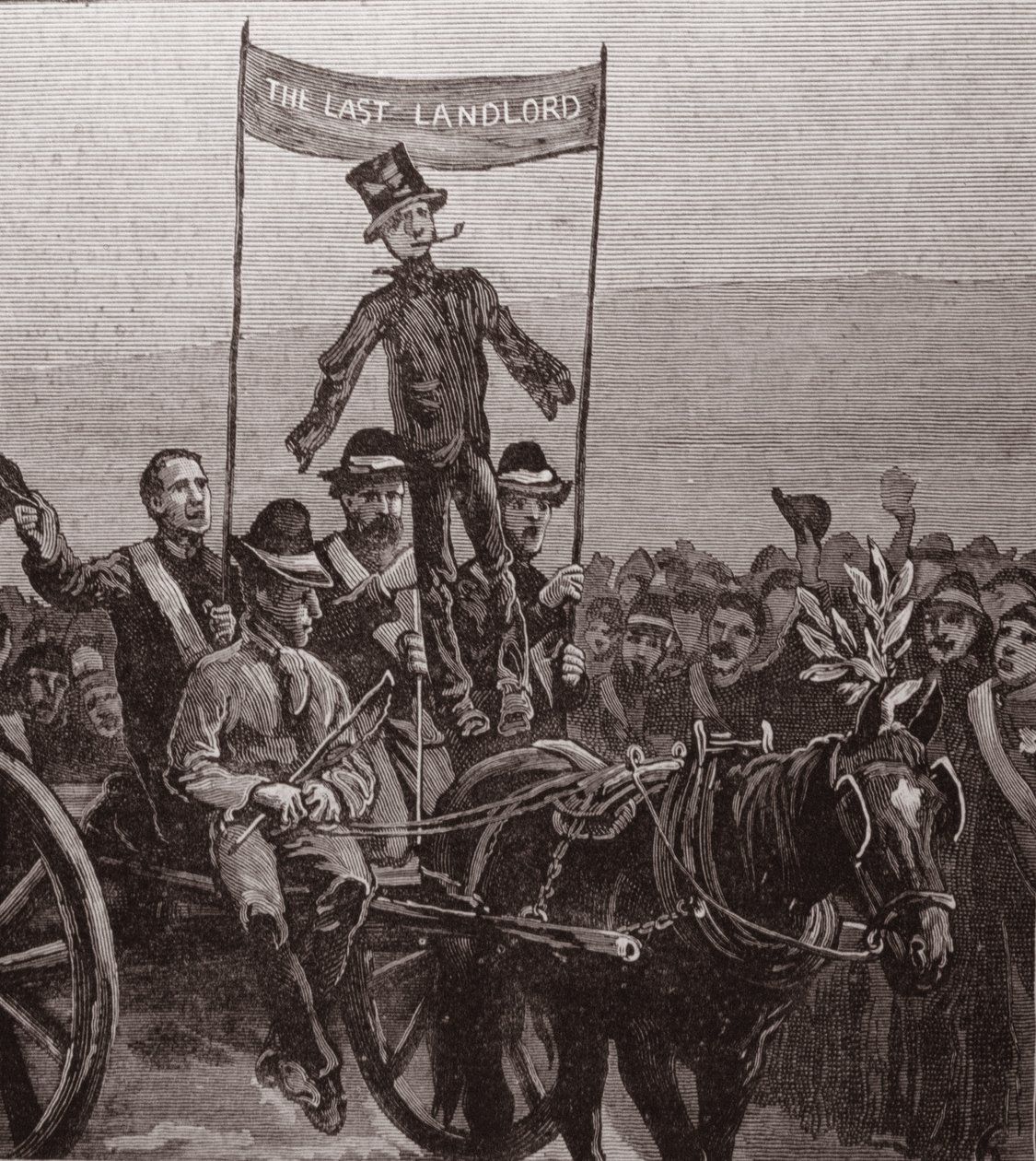 1882年1月7日、「The Illustrated London News」より、パーネル氏の邸宅、ウィックロー、エイボンデールの最後の家主の証言に関するデモ 作： 英語学校