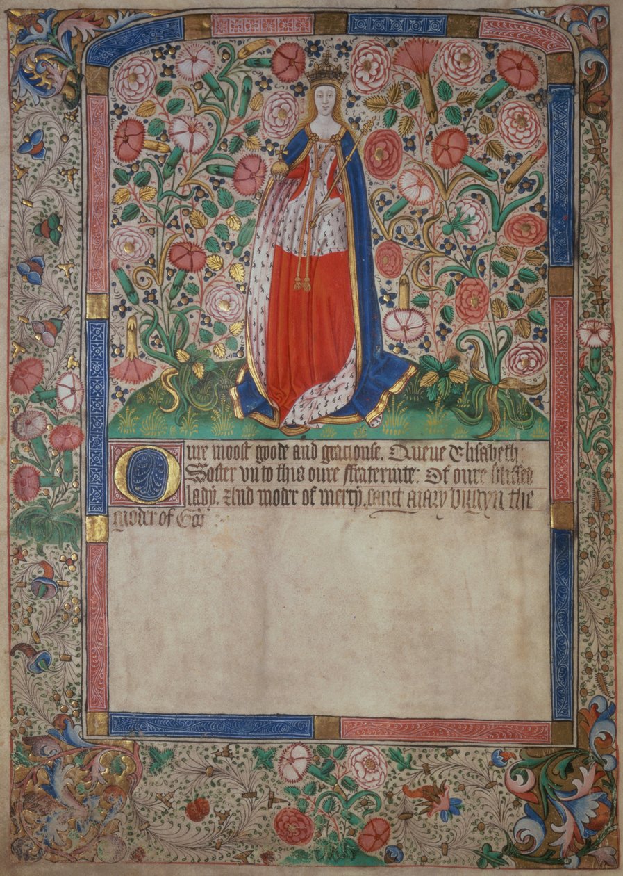エリザベスウッドビル（c.1437-92）イギリスのエドワード4世王妃（1442-83）（詳細は125101を参照） 作： 英語学校