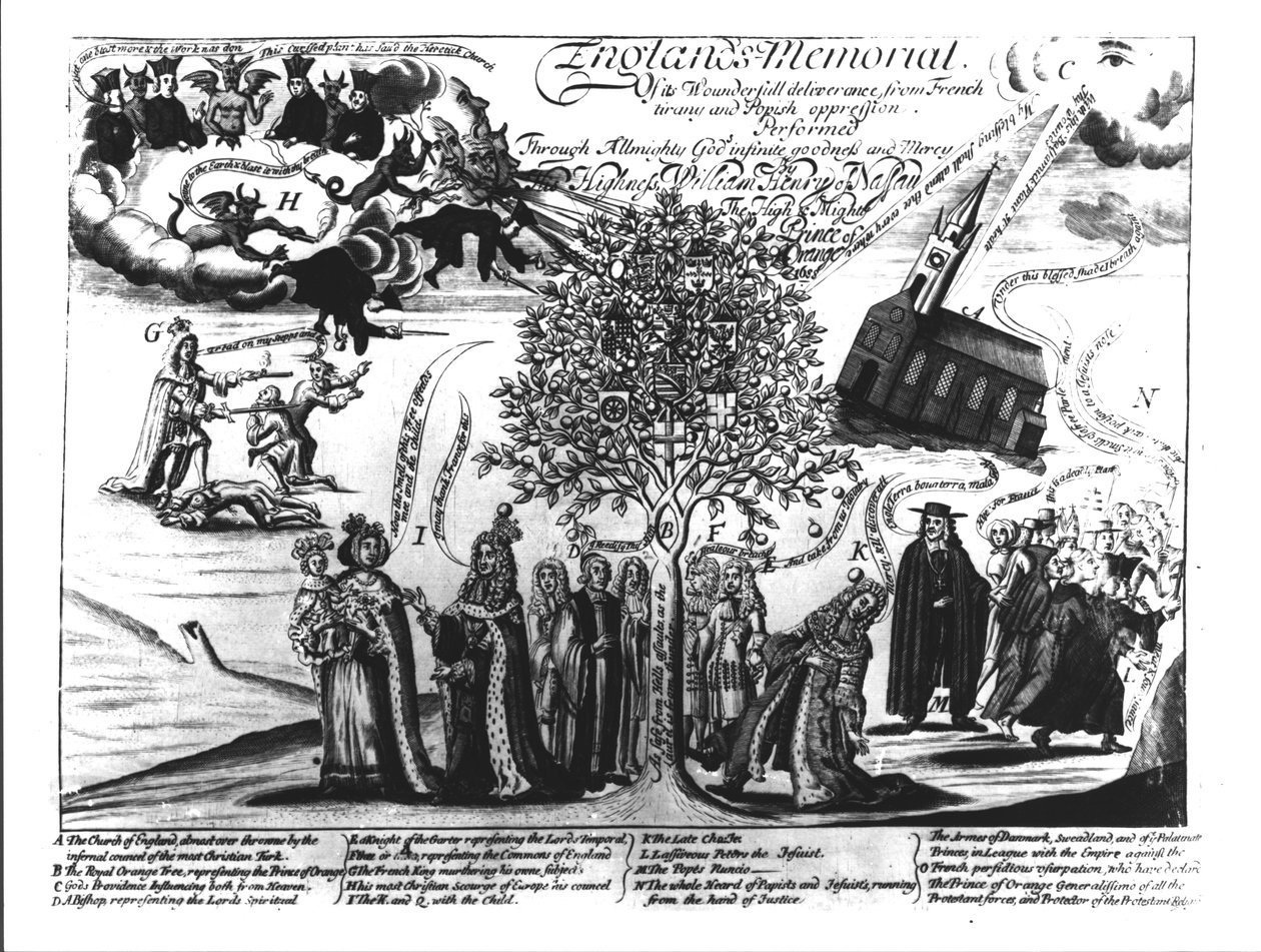 イングランドの記念碑、ウィリアムオブオレンジ（1650-1702）がイングランドとヨーロッパをさまざまな恐怖から救った 作： 英語学校