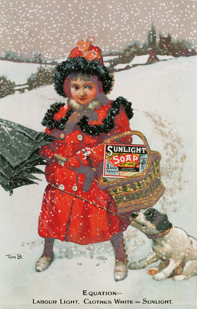 「Equation-Labour Light、Clothes White = Sunlight」、Sunlight Soapの広告 作： 英語学校