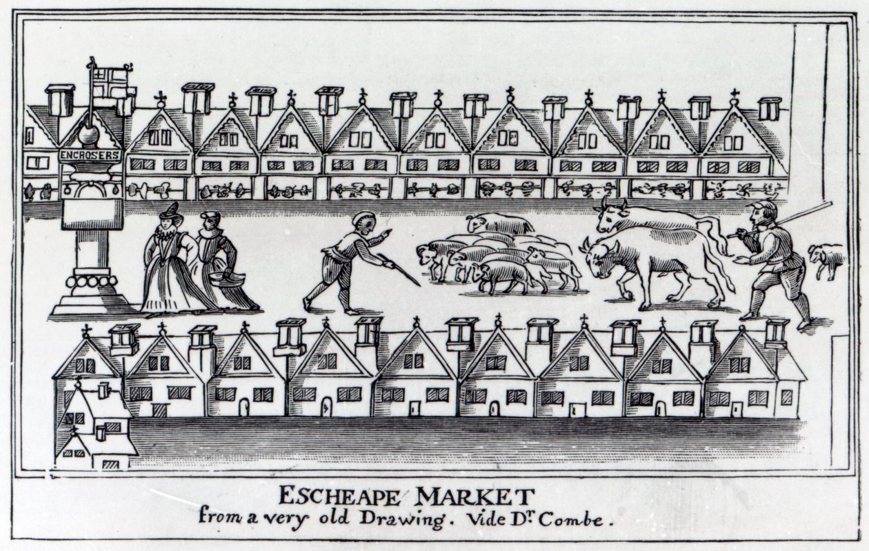 Escheape Market、1598年頃の原画から 作： 英語学校