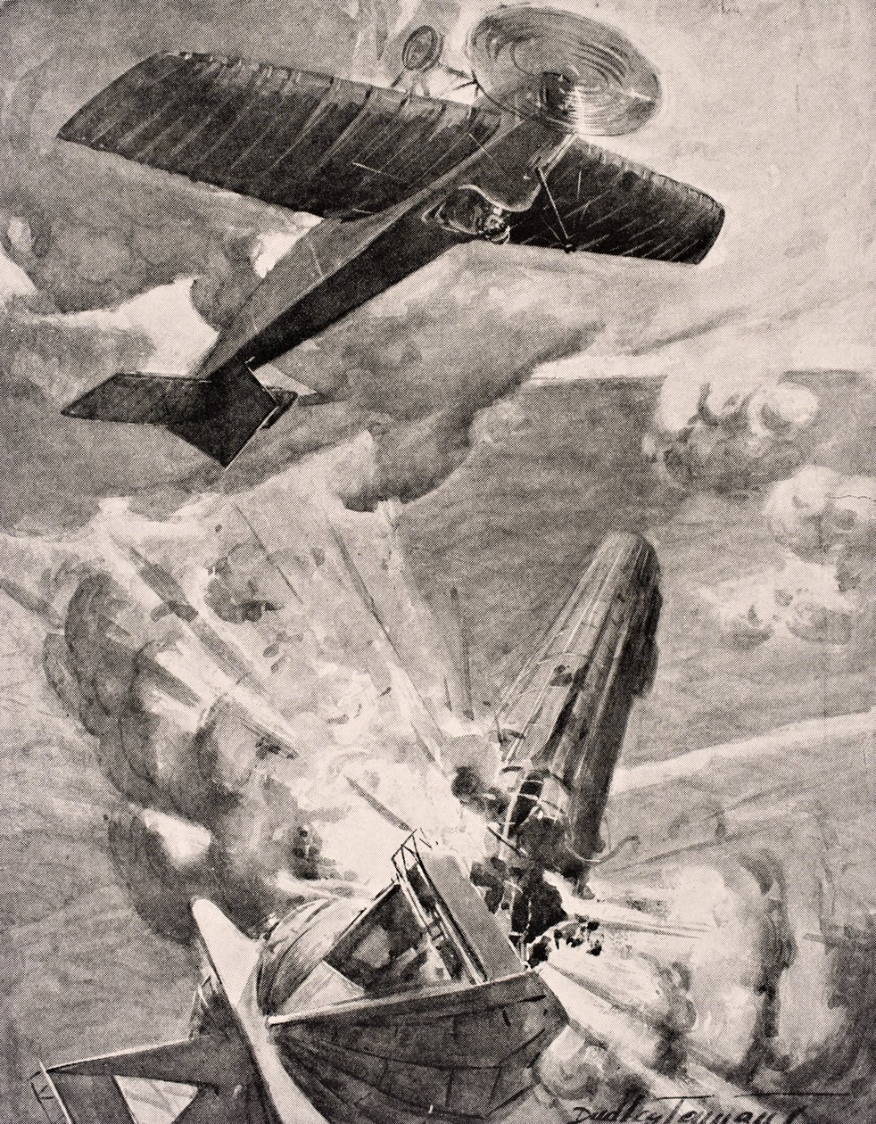 1916年にロンドンで公開された「The War Illustrated Album deLuxe」から、1915年にZepelin飛行船を爆撃し、Welneford VCを爆撃する。 作： 英語学校