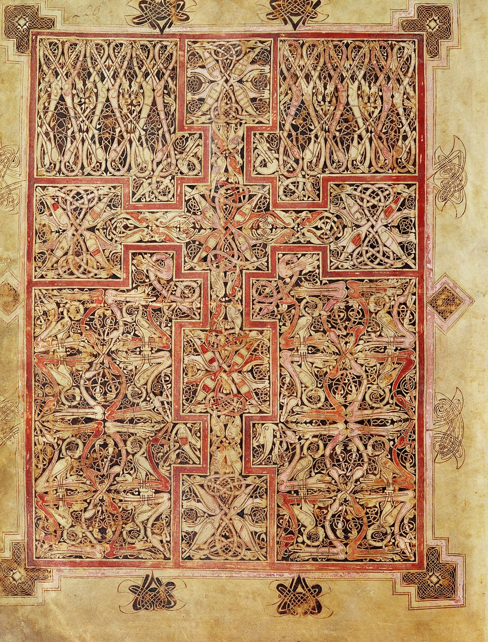 Fol.220カーペットページ、Lichfield Gospels、c.720から 作： 英語学校