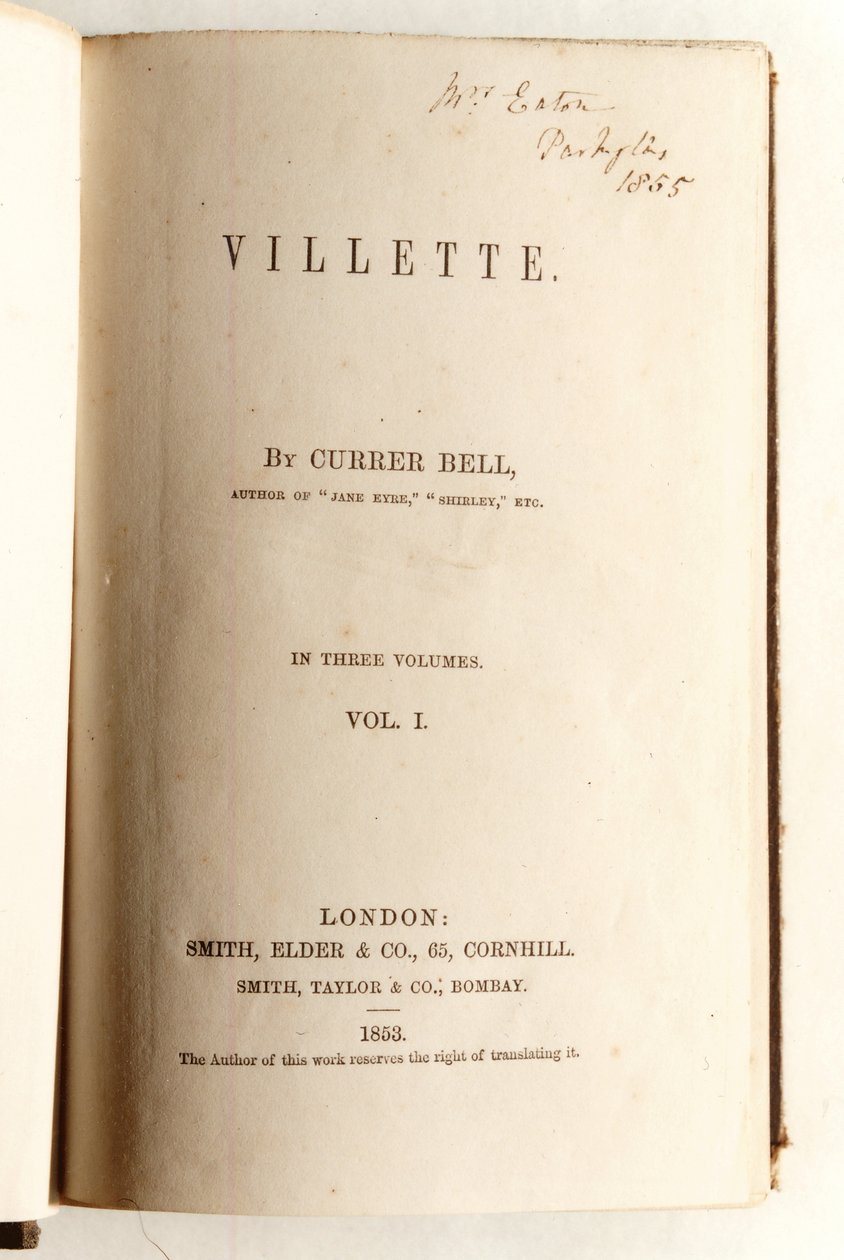 1853年にSmith、Elder＆Co.によって発行されたCurrer BellによるVilletteの口絵 作： 英語学校
