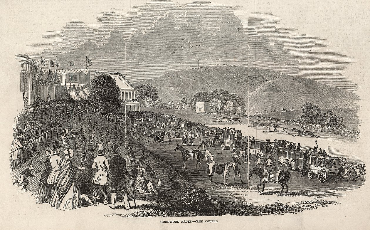 Goodwood Races：The Illustrated London Newsからのコース、1846年8月1日 作： 英語学校