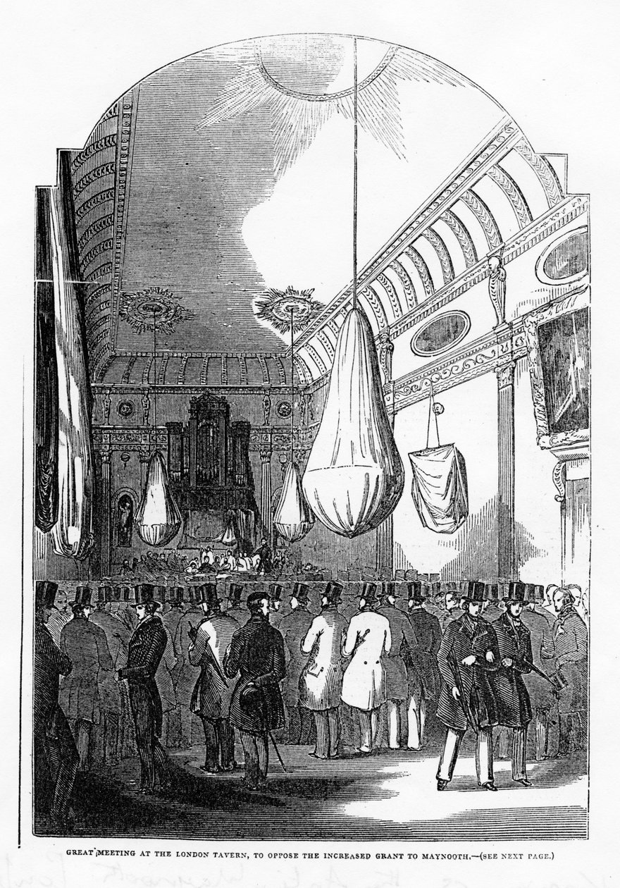 メイヌースへの助成金の増加に反対するロンドンタバーンでの素晴らしい会議、1840年代頃 作： 英語学校