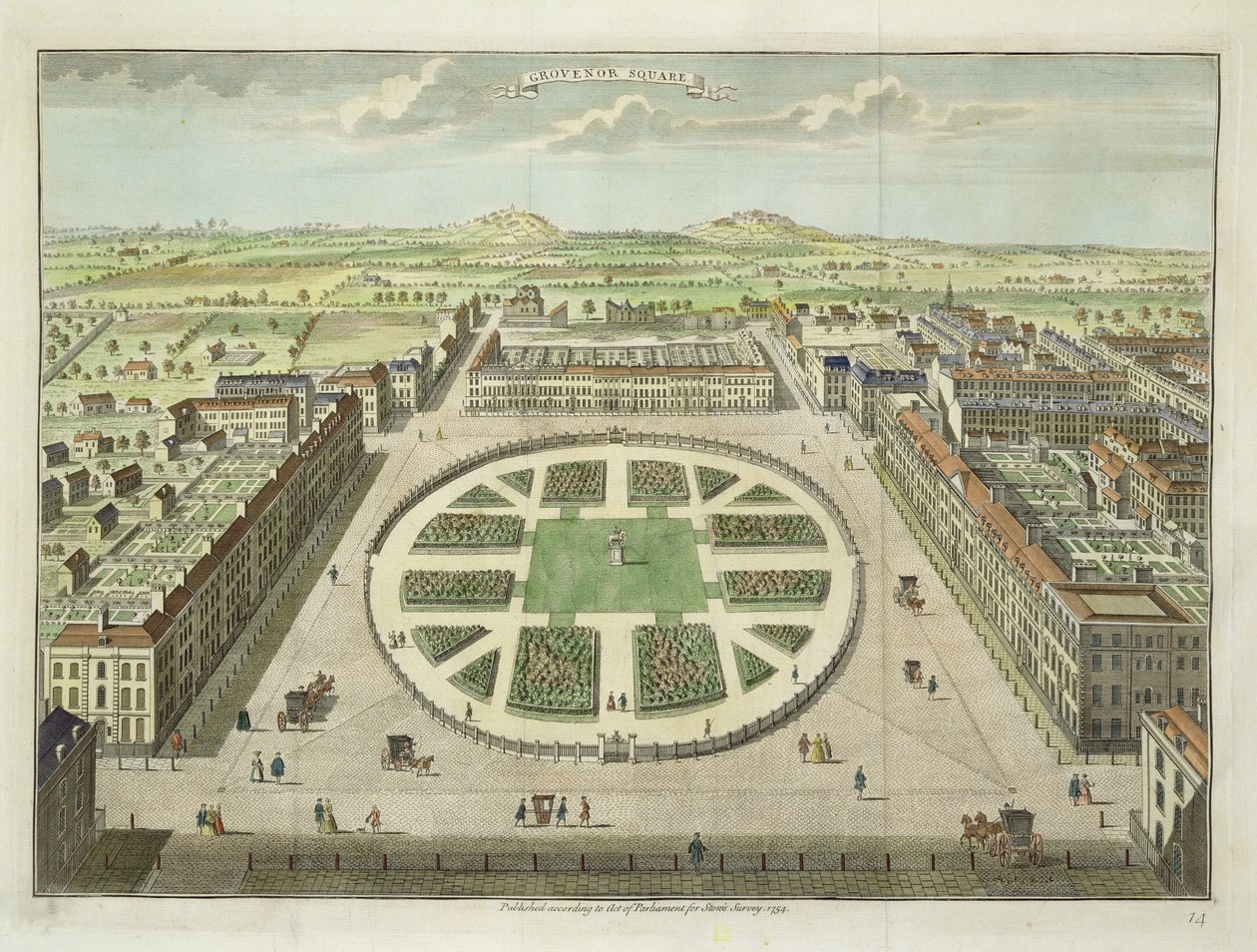 グロブナースクエア、ロンドンのストウズサーベイ用、パブ。 1754年 作： 英語学校