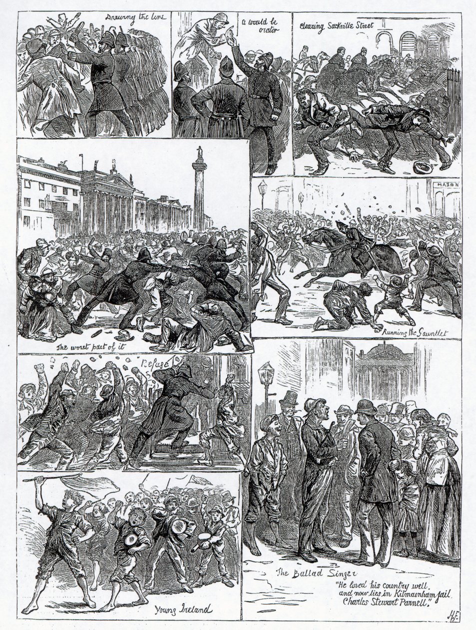 アイリッシュランドリーグアジテーション、「The Illustrated London News」のイラスト、1881年10月29日 作： 英語学校