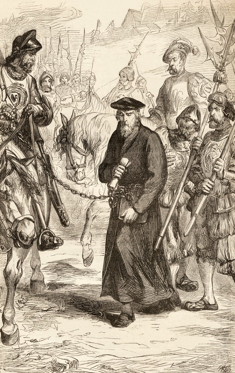 刑務所に向かう途中のチェーンのプラハのジェローム、1865年頃（木の彫刻） 作： 英語学校