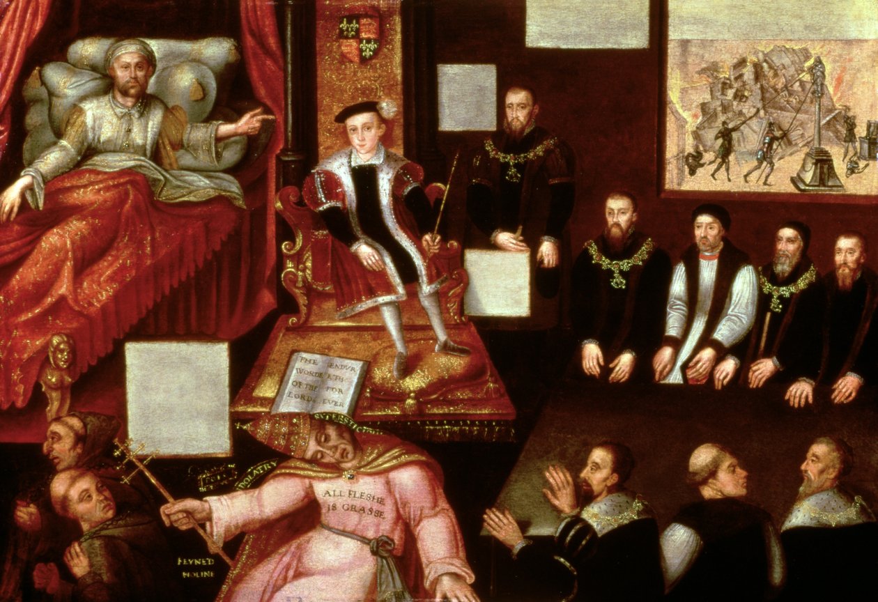 エドワード6世（1537-53）と教皇、1570年頃 作： 英語学校