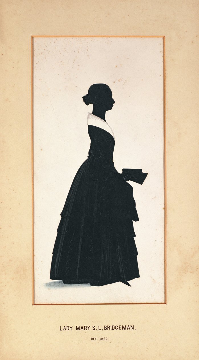 メアリーブリッジマン夫人、不明なアーティストのシルエット、1842年（紙） 作： 英語学校