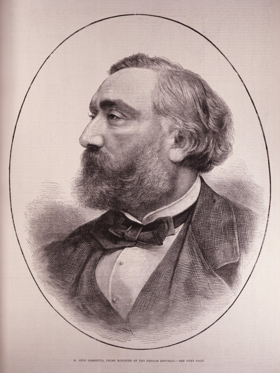 レオンガンベッタ（1838-82）、フランス共和国首相、The Illustrated London News、1881年3月12日より 作： 英語学校