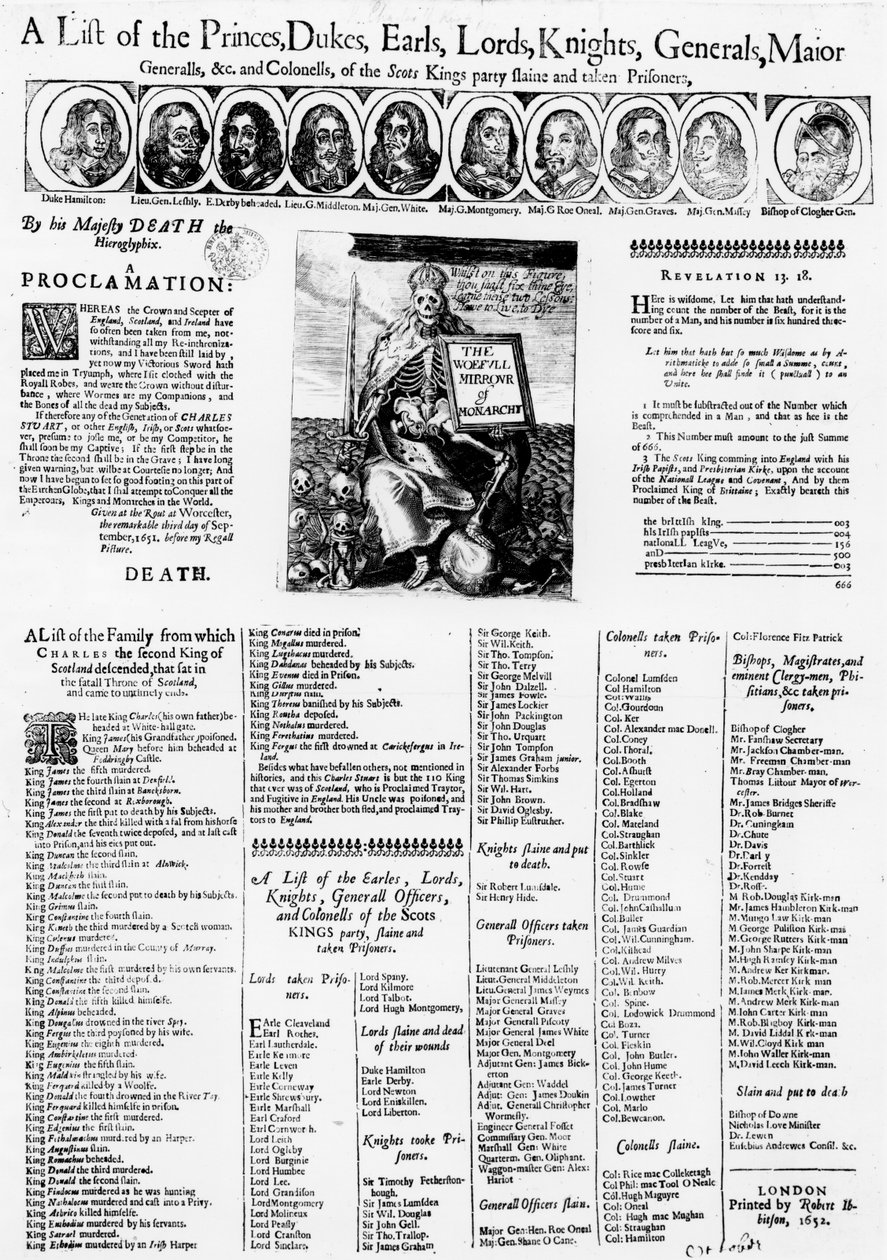 スコットランドの王に忠誠を尽くし、1652年に捕虜になった者のリスト 作： 英語学校