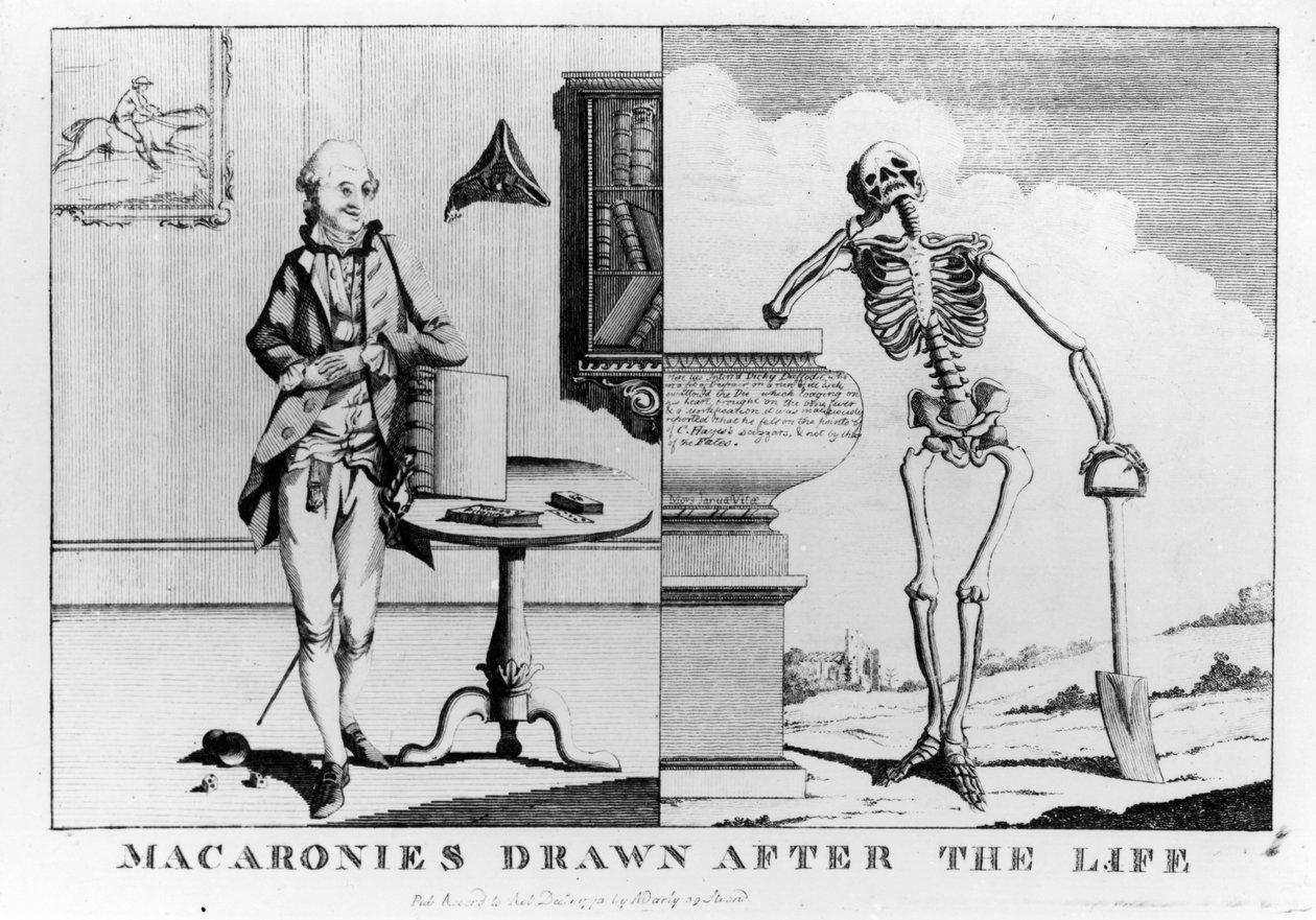 人生の後に描かれたマカロニー、パブ。 N.ダーリー、1773年12月 作： 英語学校