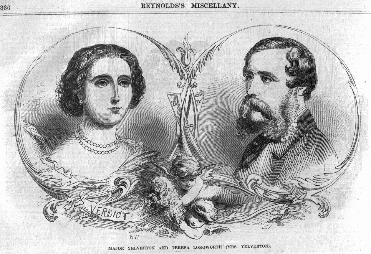 イェルバートン少佐とテレサロングワース（イェルバートン夫人）、「レイノルズミケラニー」のイラスト、1861 作： 英語学校